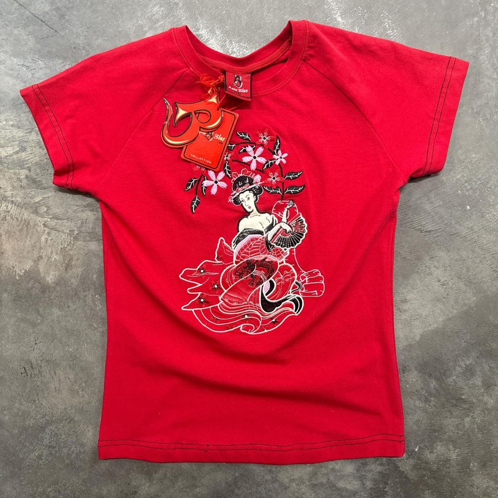 Vintage Vintage Y2K 00s Raw Blue Japanese Geisha Tee NWT Size M / US 6-8 / IT 42-44 - 1 Thumbnail