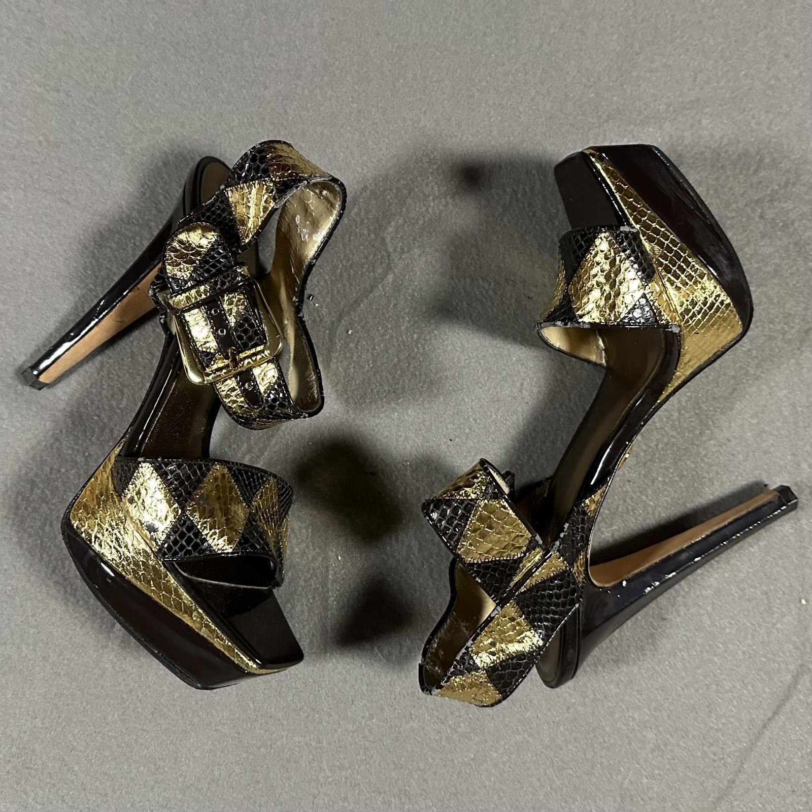 United Colors Of Benetton BEBE Heels Brown Gold Snake Skin 6 Size US 6 / IT 36 - 2 Thumbnail
