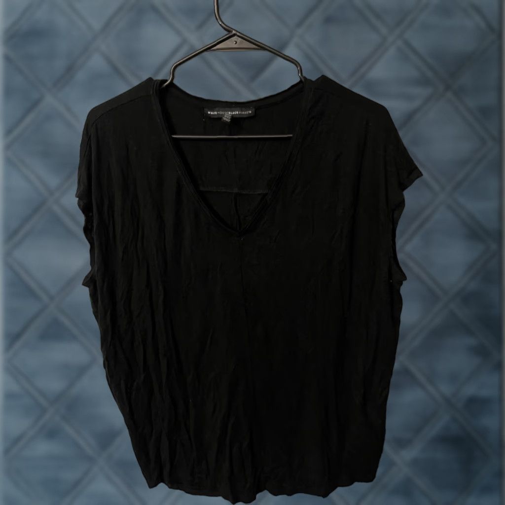 White House Black Market White House Black Market Short Sleeve Tee Womens Size Small Black Cotton Blend Casual Size 28" / US 6 / IT 42 - 1 Thumbnail