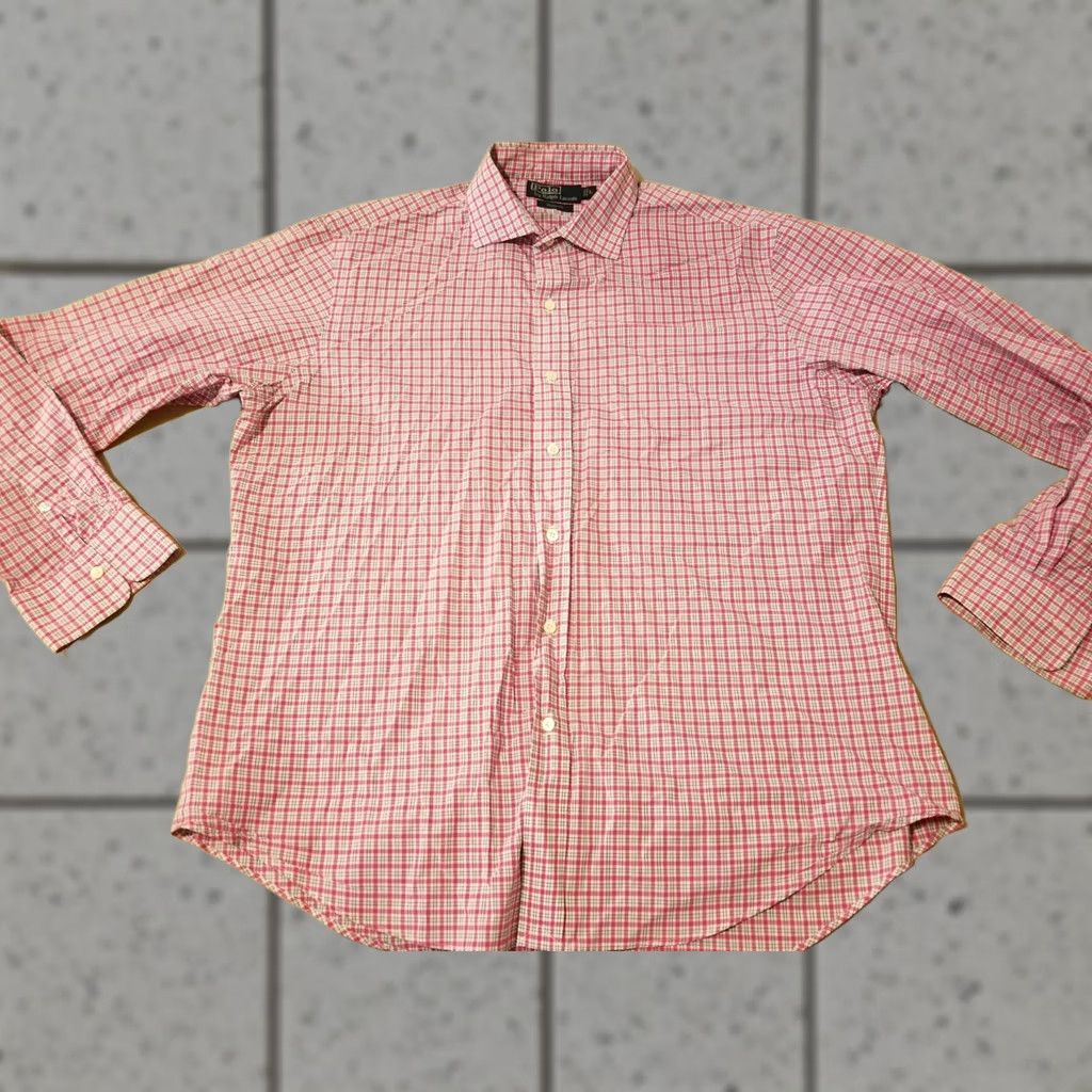 Polo Ralph Lauren Polo Ralph Lauren Dress Shirt L Pink Cotton Button Mens Shirt Size 42R - 1 Thumbnail