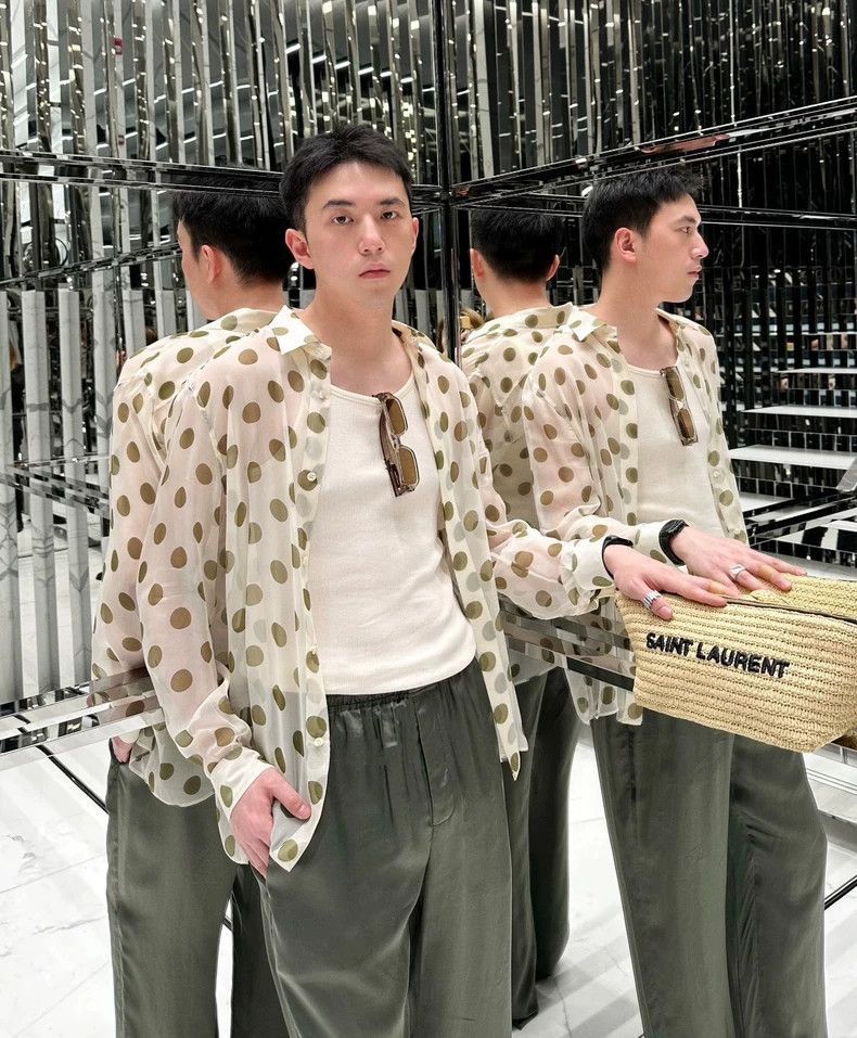 Saint Laurent Paris Saint Laurent Paris SLP24SS Mulberry Silk Fresh Green Wave Size US S / EU 44-46 / 1 - 6 Thumbnail