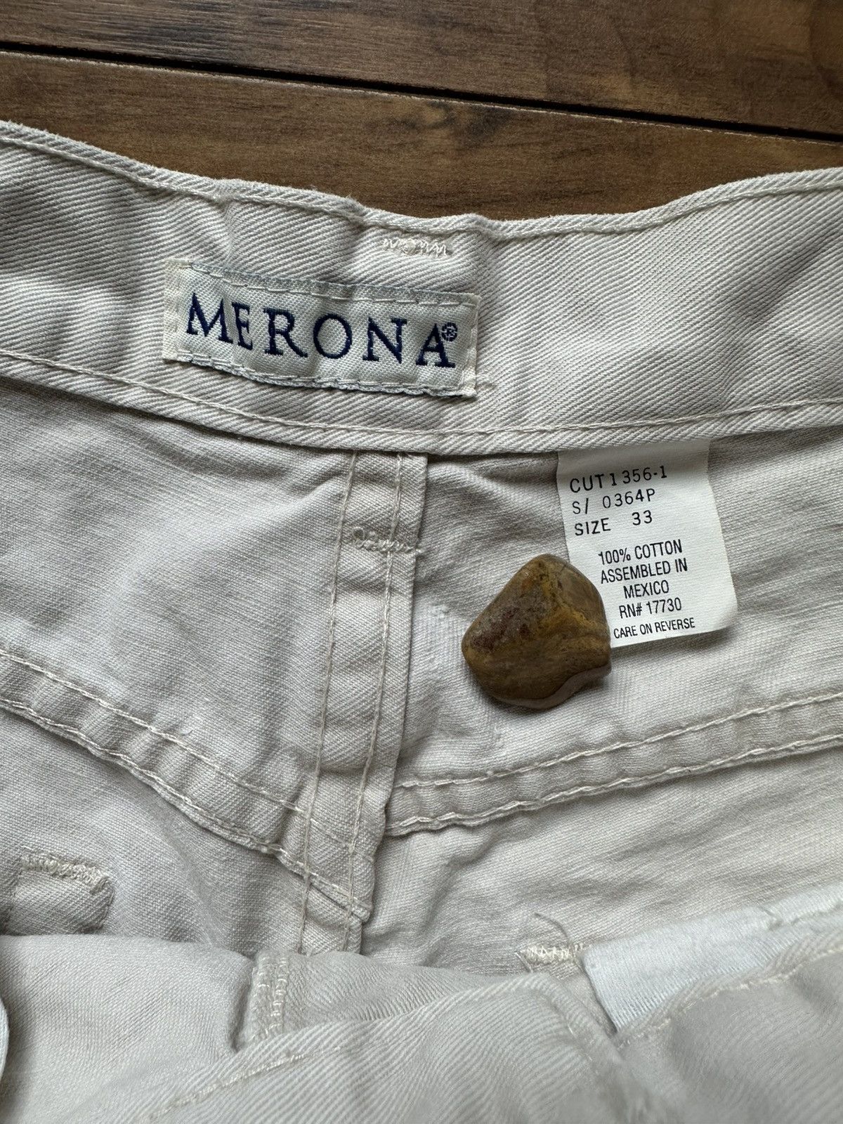 Other Merona Men's White/Tan Jean Shorts Size US 33 - 2 Thumbnail