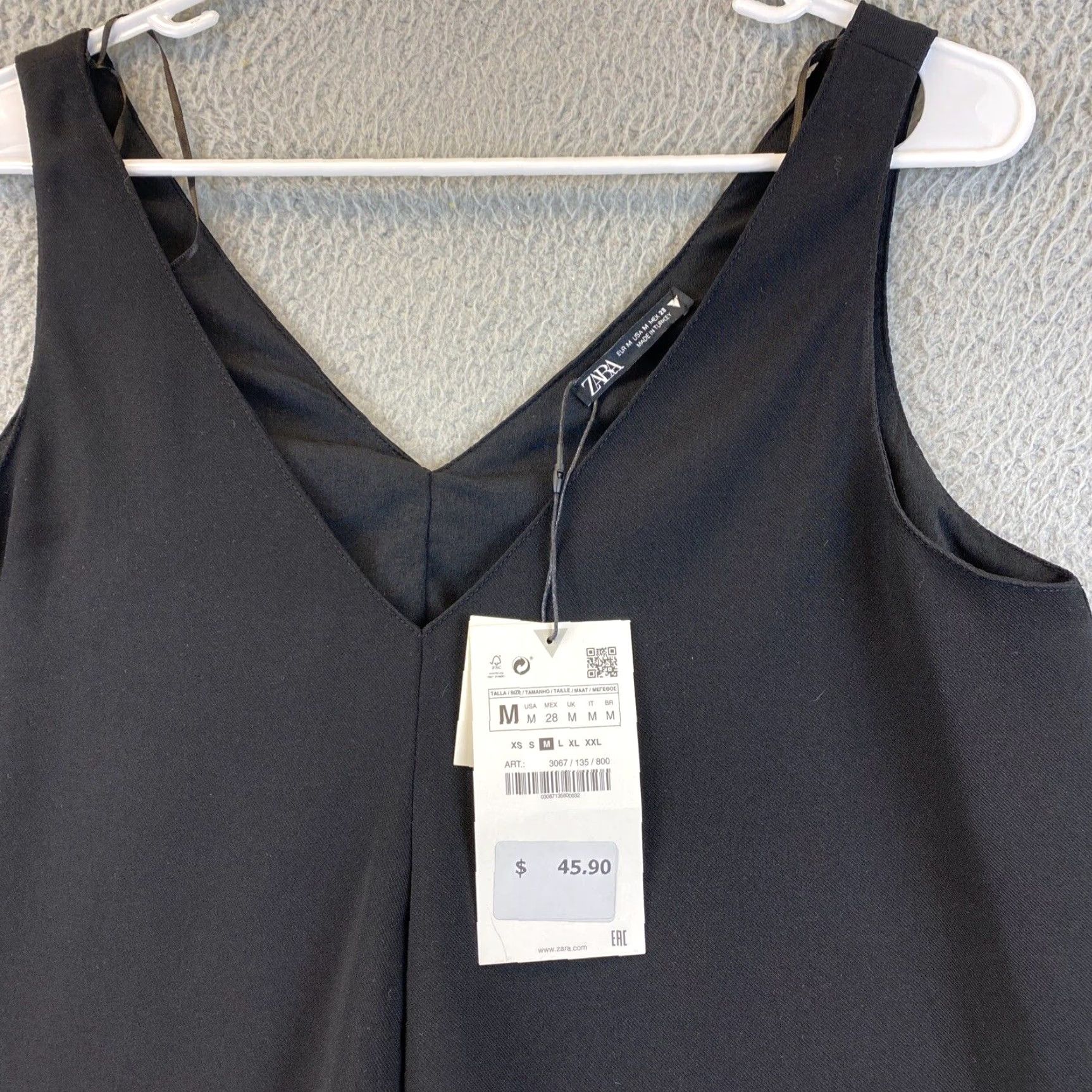 Zara ZARA Basic Collection Women's Flare Blouse Sleeveless V-Neck Black Size M Party Cocktail Chiffon Size M / US 6-8 / IT 42-44 - 2 Thumbnail