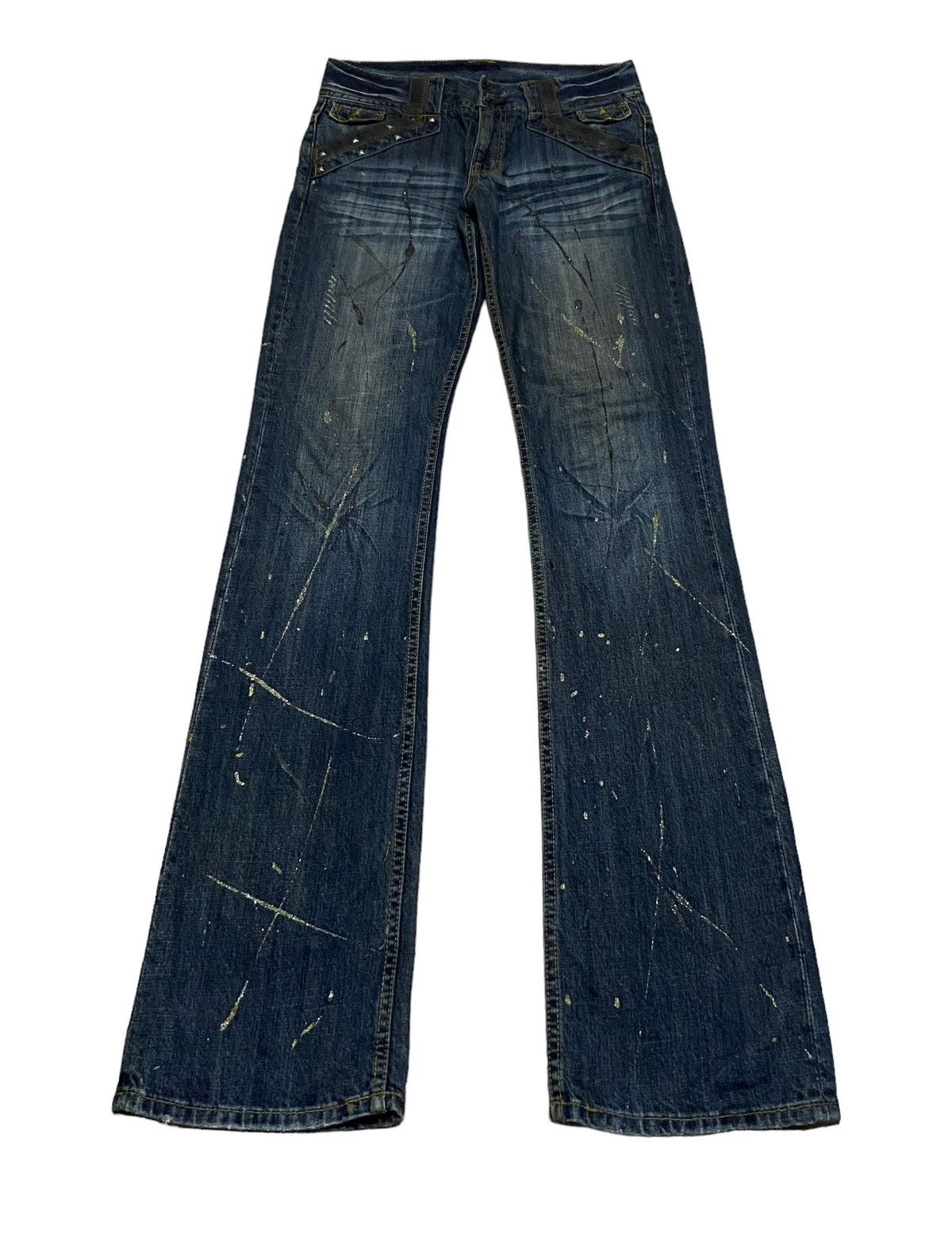 If Six Was Nine Rare Design Vintage Brand Oririn Studded Flared Jeans 1990s Size US 32 / EU 48 - 1 Thumbnail