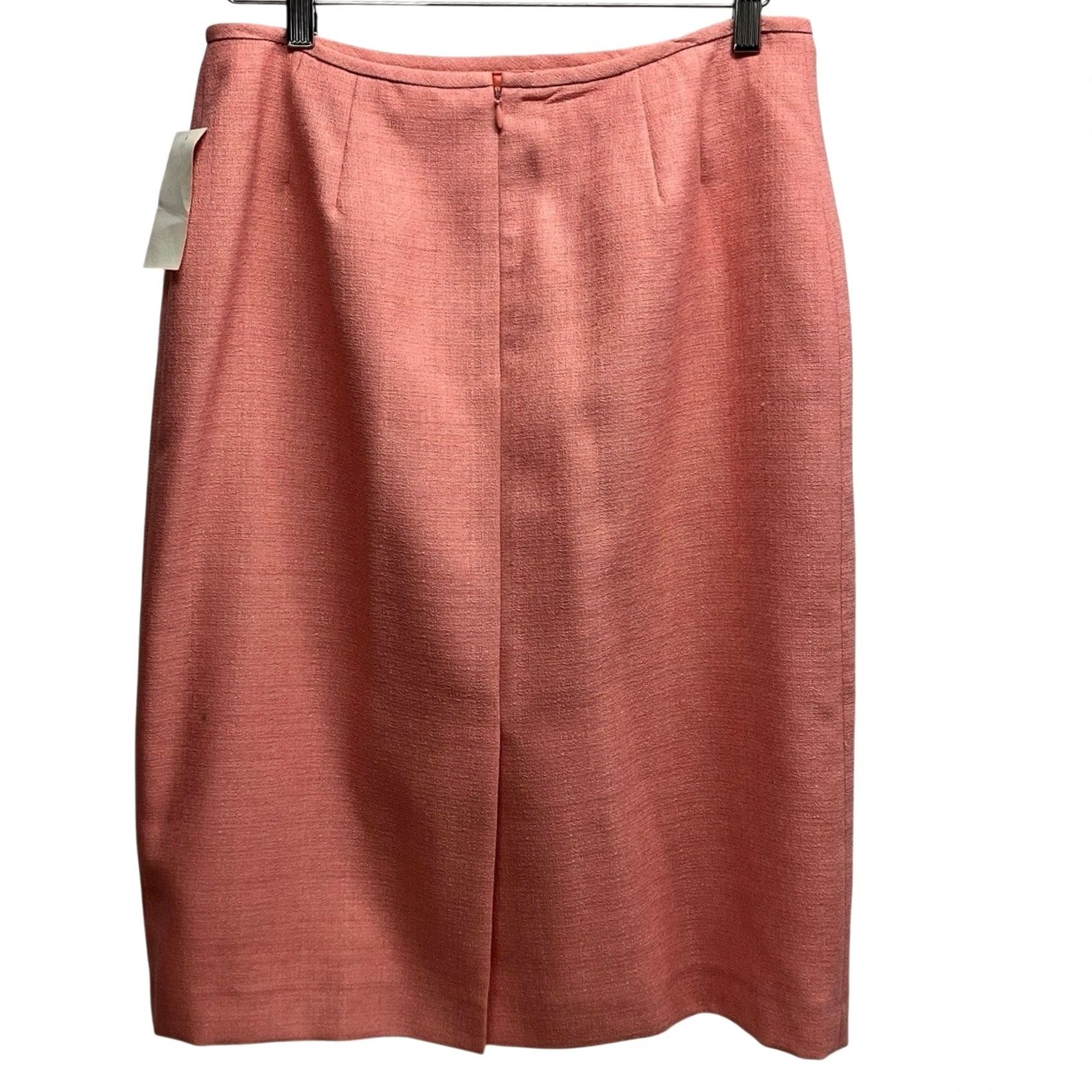 Vintage Le Suit Classic Coral Skirt 12 Midi Pencil Career Separate Women Zip Lined Polyester 90s Workwear Size 34" / US 12 / IT 48 - 2 Thumbnail
