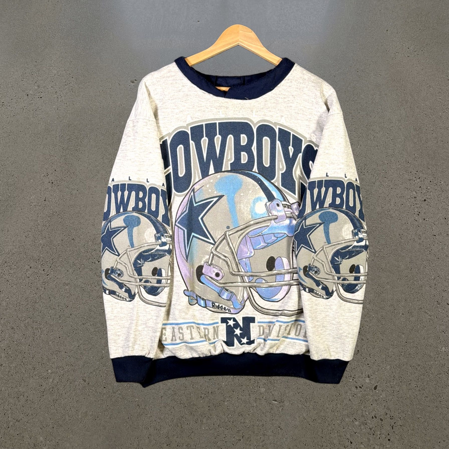 Vintage Starter Dallas Cowboys Sweatshirt Mens Large Gray 90s NFL Football Aop, Men's