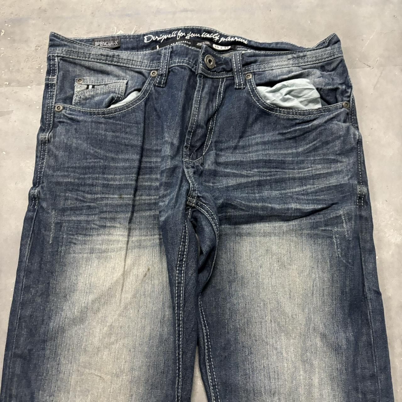 Japanese Brand × Vintage Crazy Vintage Y2K/2000s Grunge Faded Dark Wash Distressed Mall Goth Denim Jeans! Size US 30 / EU 46 - 5 Thumbnail