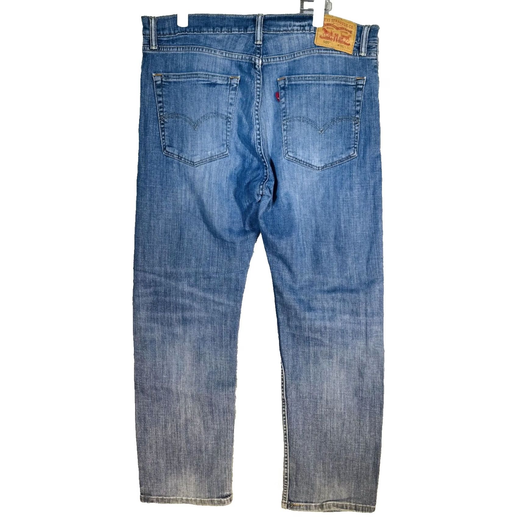 Levi's Levis 505 Jeans Mens 36x30 Blue Light Wash Straight Denim Zip Fly Regular Fit Size US 36 / EU 52 - 6 Thumbnail