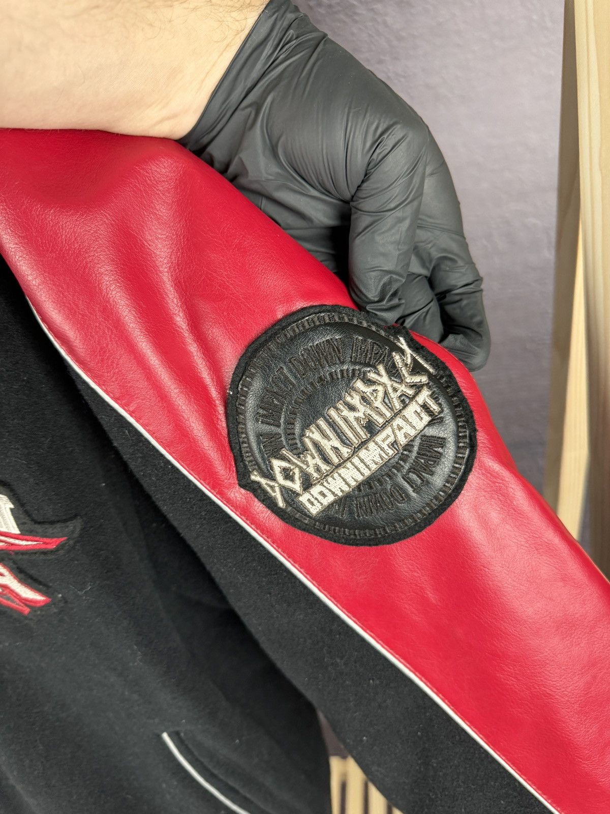 Vintage Down Impact USA reversible wool leather monogram bomber jckt Size US L / EU 52-54 / 3 - 12 Thumbnail