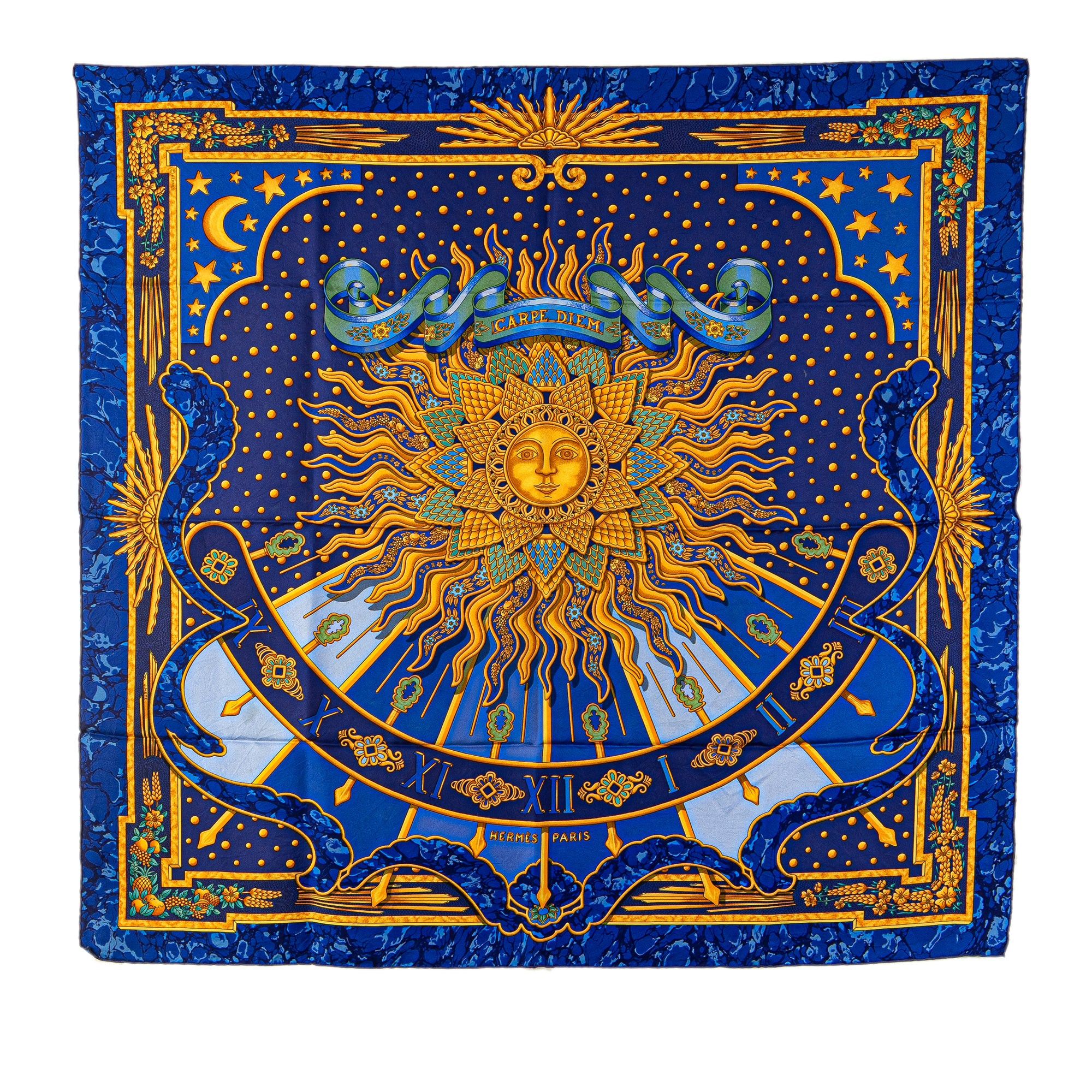 Hermes Hermès Carpe Diem Silk Scarf Blue Size ONE SIZE - 1 Preview