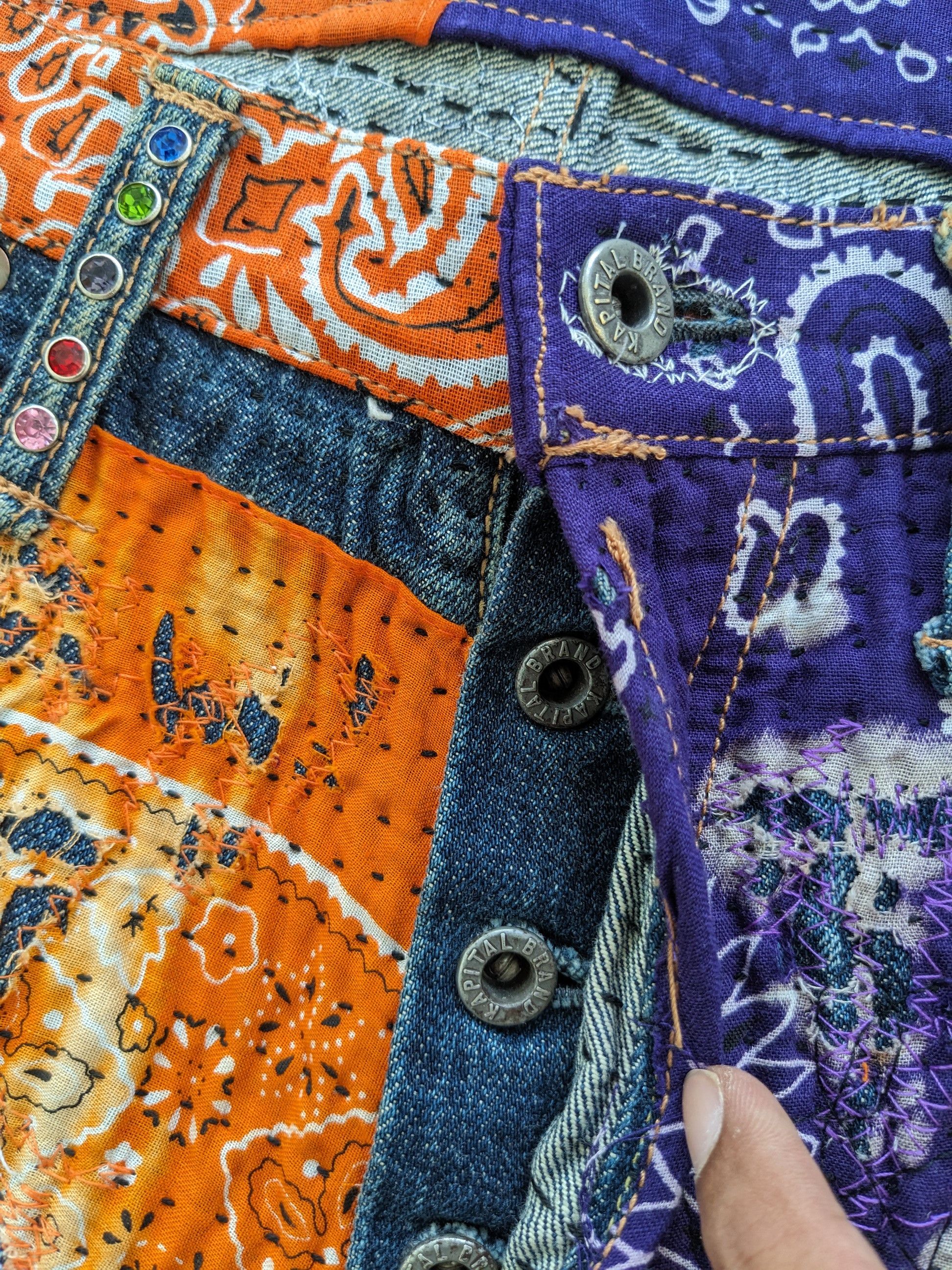 Art Comes First × Japanese Brand × Kapital 1/1 World Kapital Reconstruction Denim Bandana Over Design Size US 35 - 15 Thumbnail