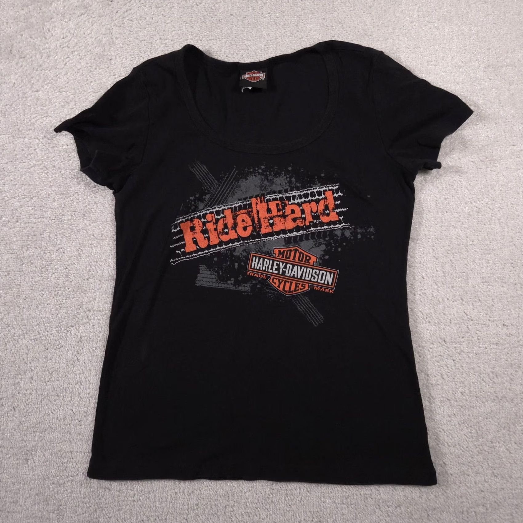 Harley Davidson Harley-Davidson Shirt Womens Medium Black Ride Hard Graphic Biker Louisville KY Size M / US 6-8 / IT 42-44 - 2 Thumbnail