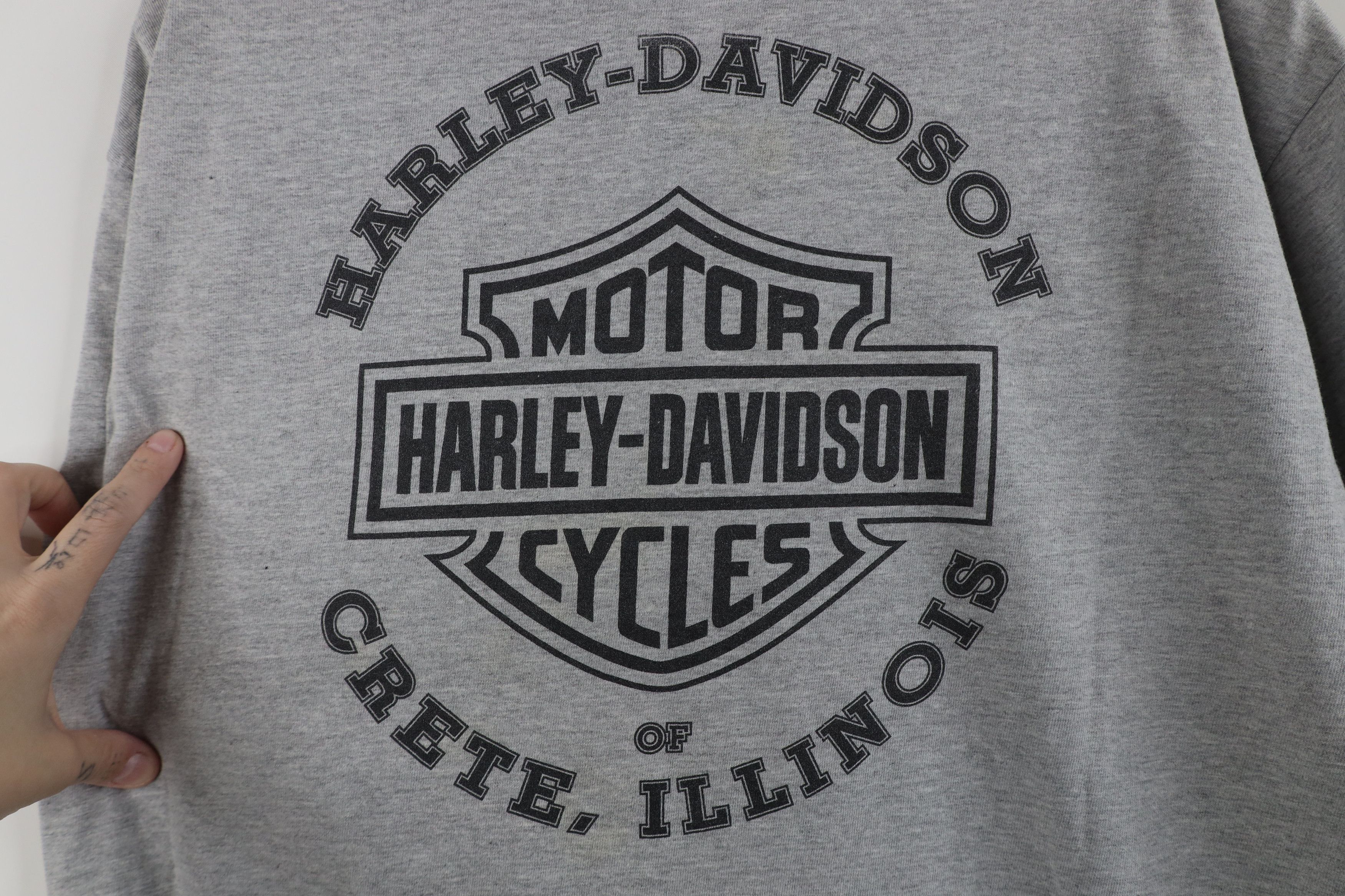 Harley Davidson Vintage Y2K 2005 Harley Davidson Fire Flames T-Shirt Gray Size US L / EU 52-54 / 3 - 11 Thumbnail