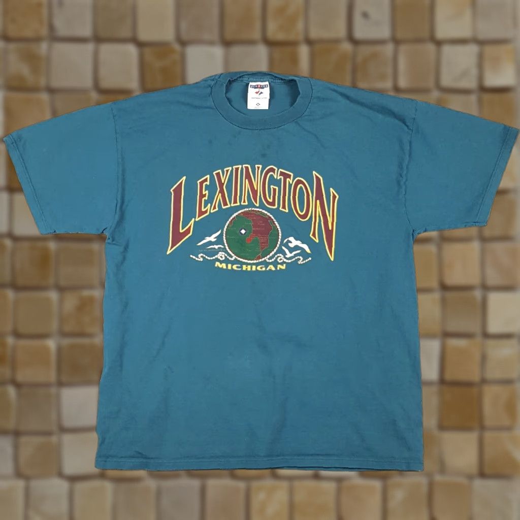Jerzees VINTAGE JERZEES 90s Globe Map T-Shirt Men's XL Faded Green Retro Cotton Size US XL / EU 56 / 4 - 1 Thumbnail