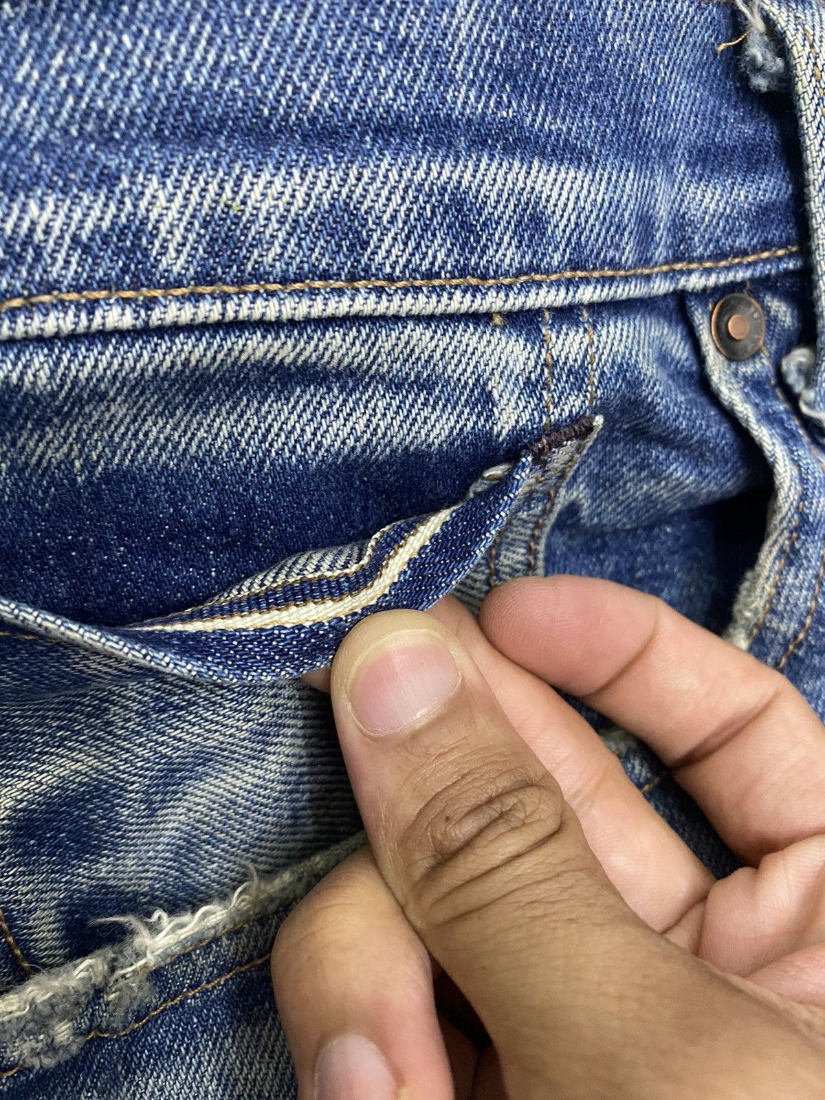Japanese Brand × Levi's × Levi's Made & Crafted LEVIS MADE & CRAFT JAPAN MADE SELVEDGE DISTRESSED DENIM JEAN Size US 35 - 13 Thumbnail