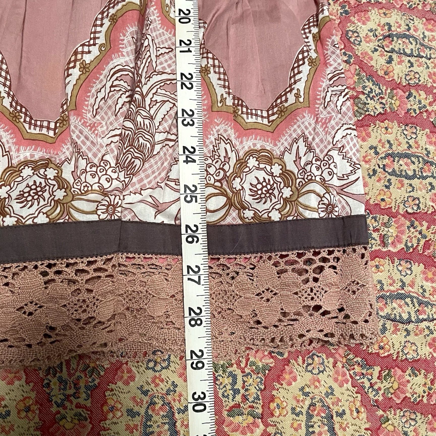 Vintage VINTAGE Plenty Cottagecore Skirt Sz 6 pink paisley crochet lace hem Shabby chic Midi A-Line Womens Size 28" / US 6 / IT 42 - 7 Thumbnail
