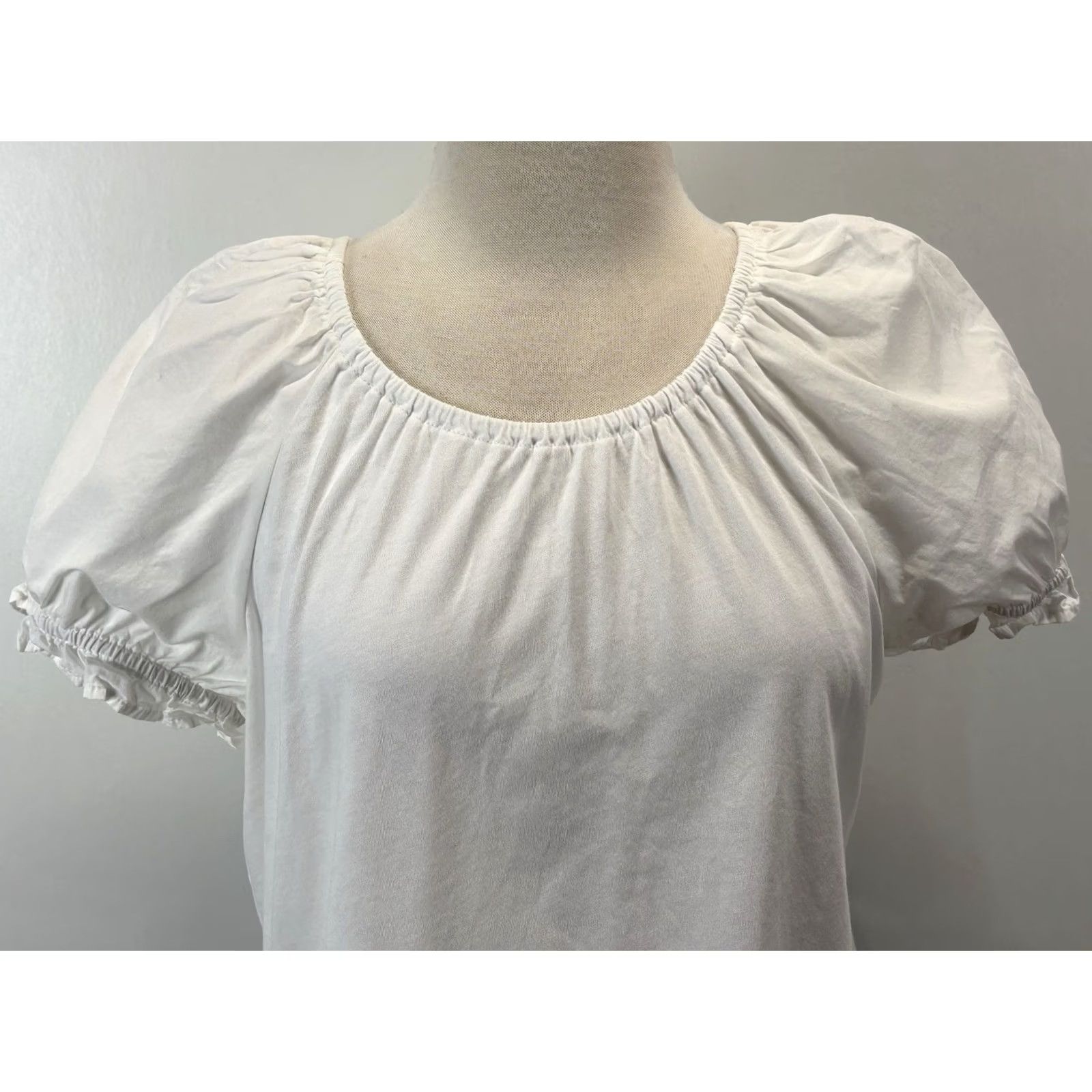 J.Crew VINTAGE J. Crew Tie Back Puff Sleeve Top Shirt L Womens White Cottagecore Classic Girly Casual Puff Sleeve Pullover Solid Casual Spring Summer Fall Size L / US 10 / IT 46 - 5 Thumbnail