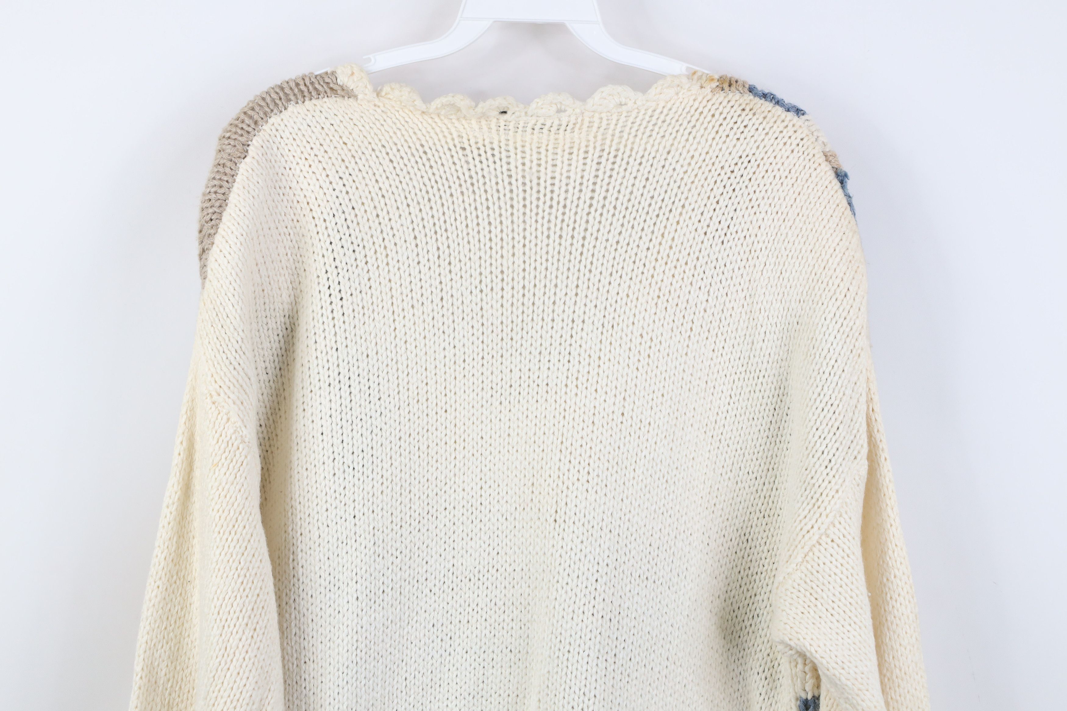 Vintage Vintage 90s Streetwear Hand Embroidered Flower Knit Sweater Size S / US 4 / IT 40 - 14 Thumbnail