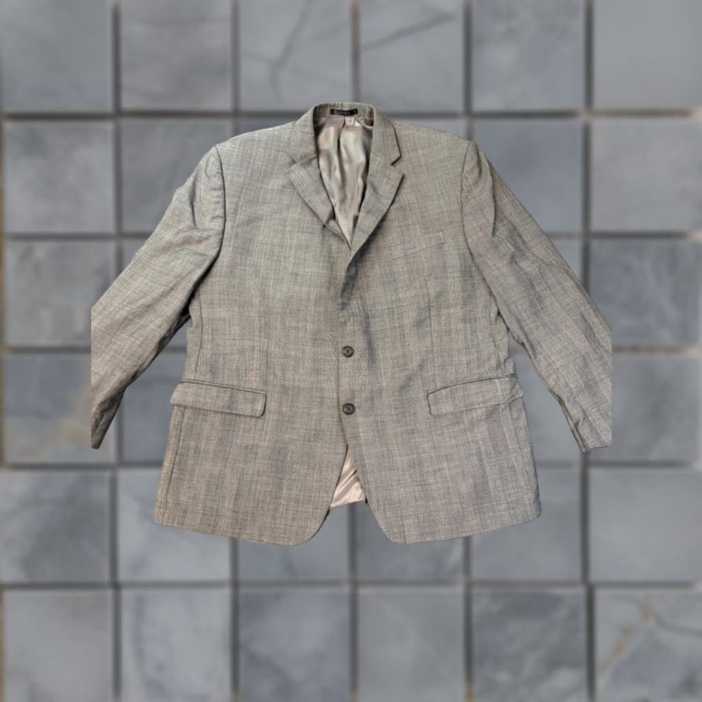 Lauren Ralph Lauren Blazer Mens 50r Gray Glen Plaid 100% Wool 2 Button Coat, Men's