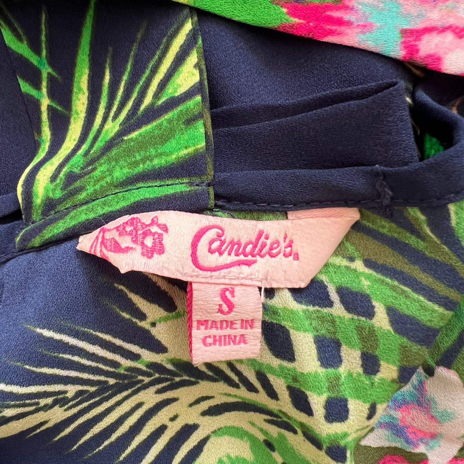 Other Candie's Navy Blue Palm Floral Sleeveless Tank Top, S Size S / US 4 / IT 40 - 5 Thumbnail