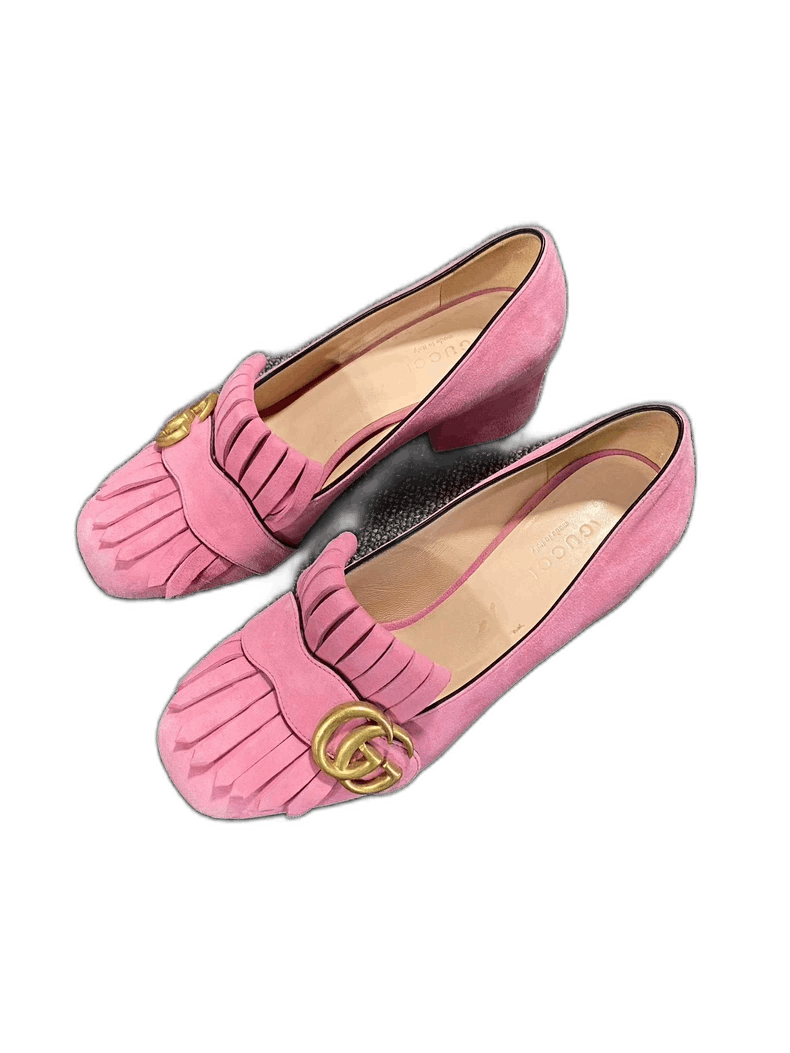 Gucci Pink Fringed Loafers by GUCCI Size US 5 / IT 35 - 1 Thumbnail