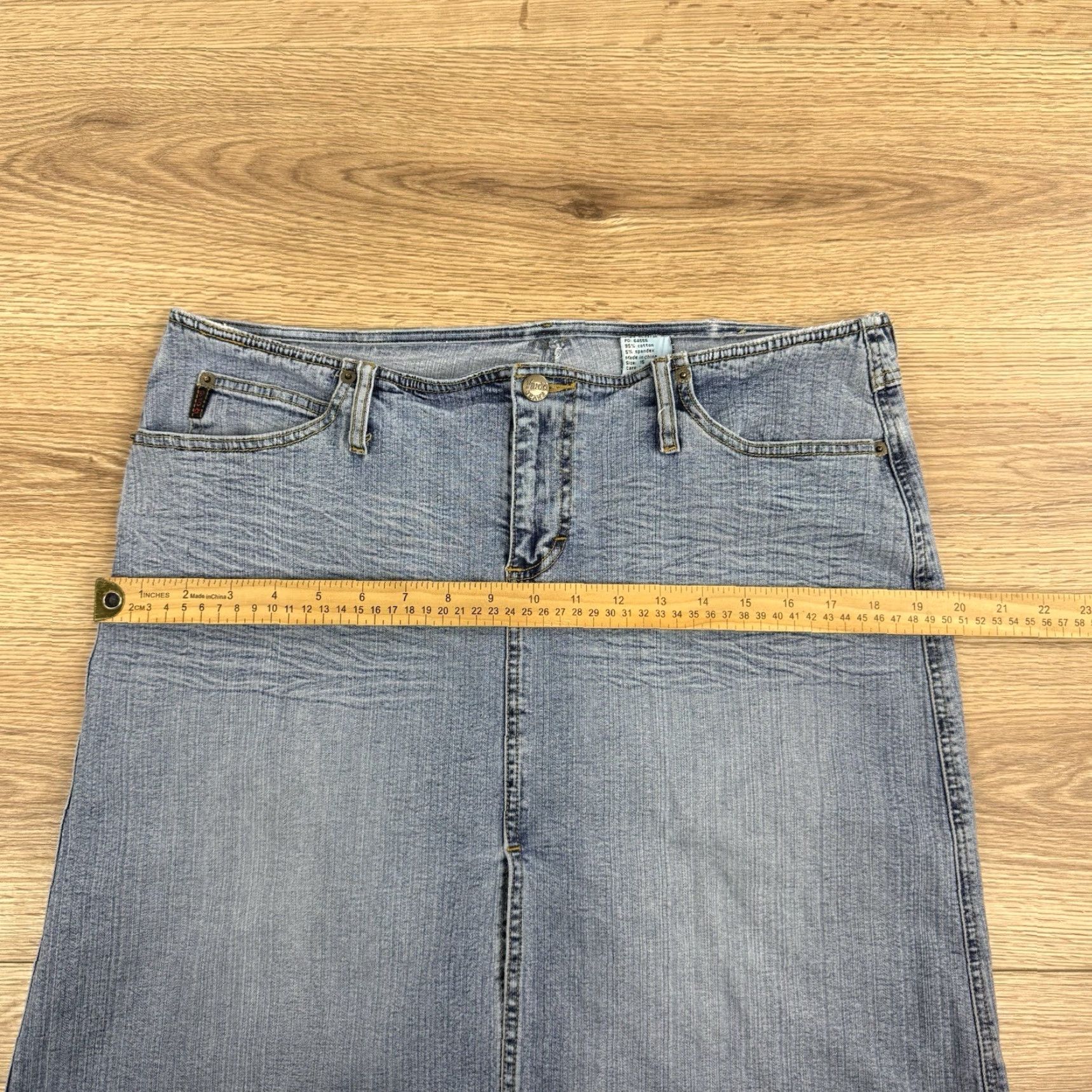 Denime Mudd Womens Denim Skirt Midi A-Line Stretch Size 15 Blue Wash Pockets Juniors Size 36" / US 14 / IT 50 - 5 Thumbnail