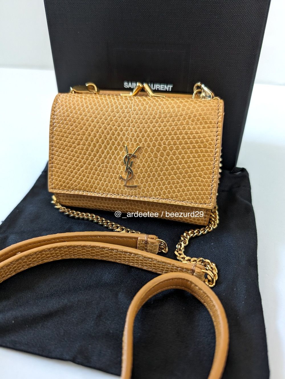 Saint Laurent Paris EXOTIC LIZARD MICRO RIDER CHAIN CROSSBODY BAG Size ONE SIZE - 2 Thumbnail