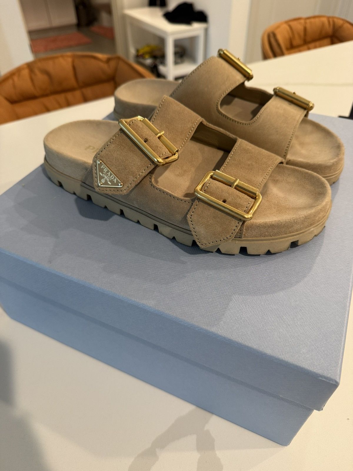 Prada Prada Suede Buckle Sandals Size US 8.5 / IT 38.5 - 2 Thumbnail