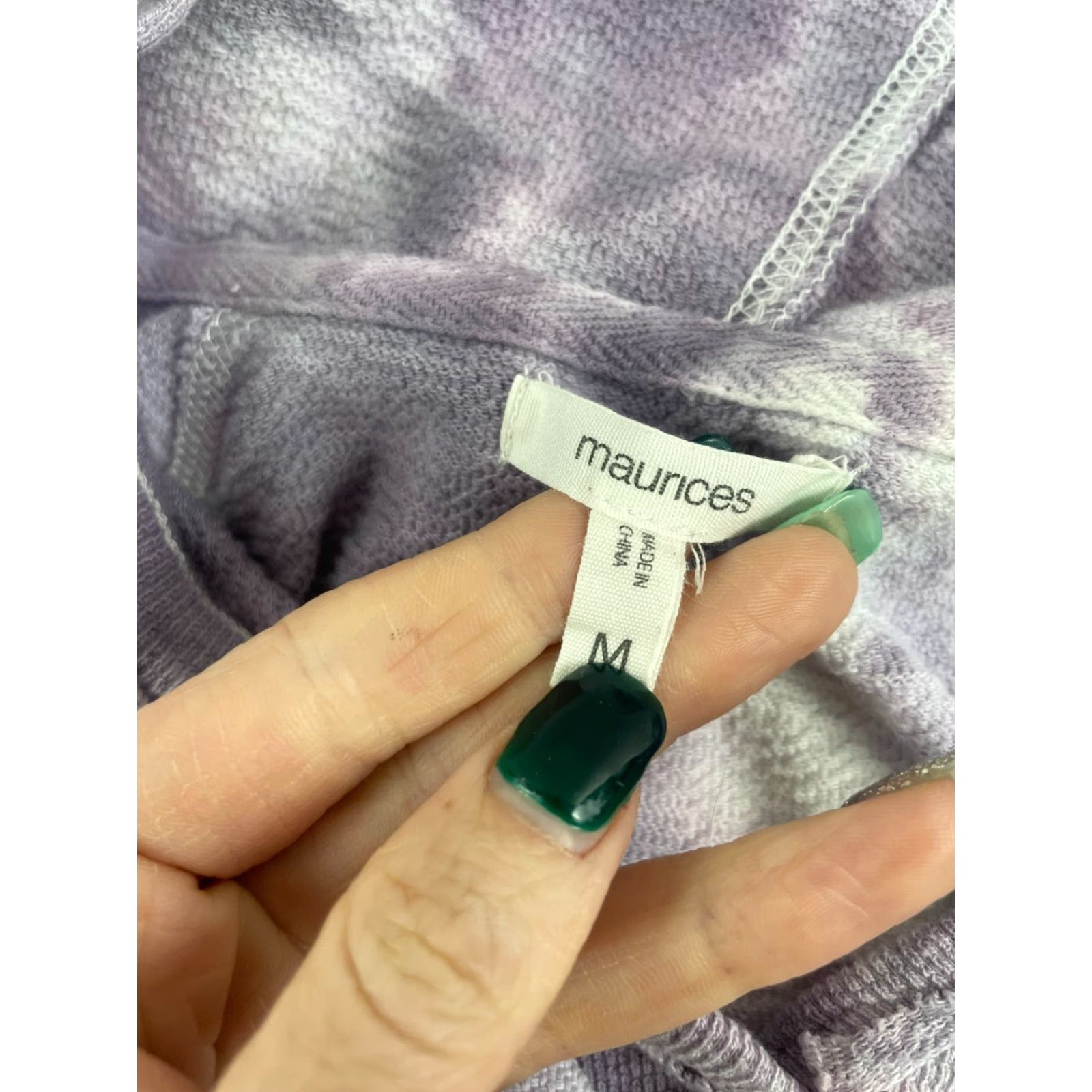 Vintage Maurices Hoodie Sweater Women’s Size M Purple White Tie Dye Pullover V-Neck Long Sleeve Knit Regular Size M / US 6-8 / IT 42-44 - 7 Thumbnail