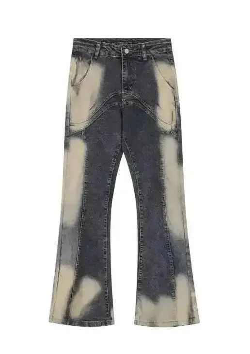 Japanese Brand Men Washable Tie Dyed Flared Baggy Jeans Size US 32 / EU 48 - 6 Thumbnail