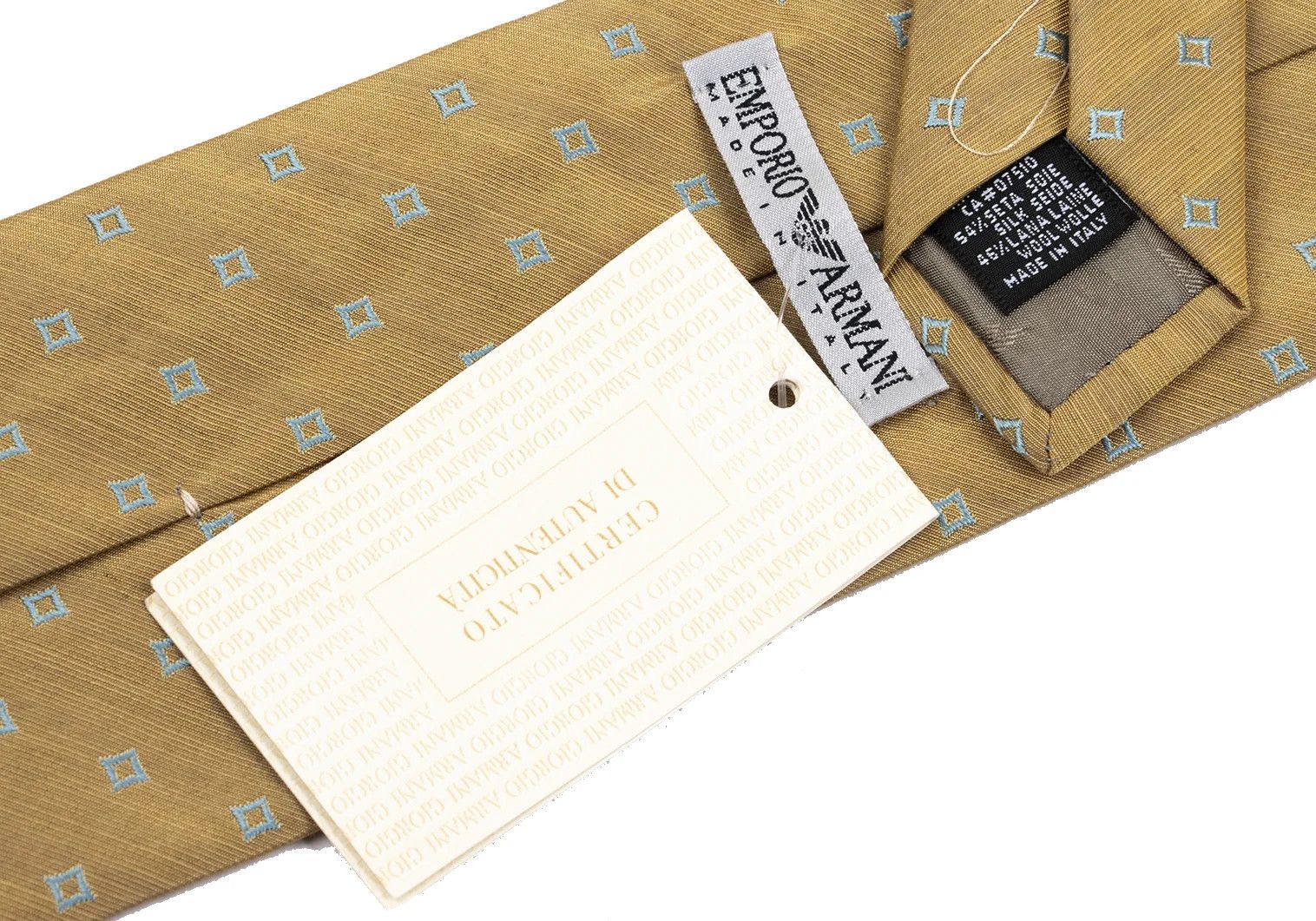 Emporio Armani Square Jacquard Silk Tie in Yellow Size ONE SIZE - 6 Thumbnail