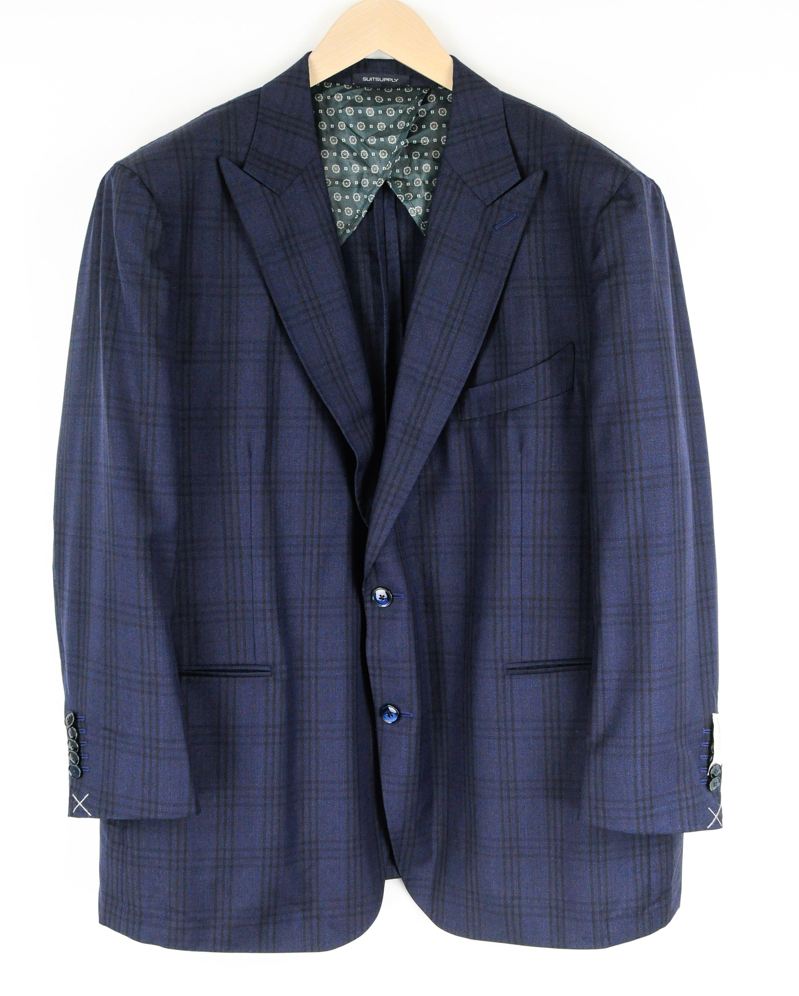 Suitsupply LA SPALLA UK56S Blue Wool Checked Blazer 55242 Size 54R - 1 Thumbnail