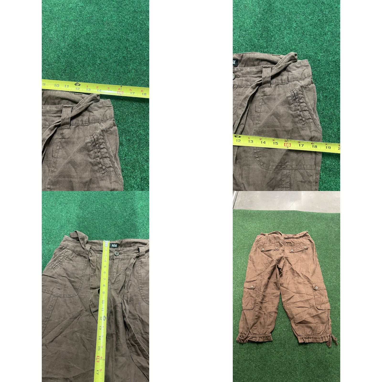 Vintage LADIES A.N.A. Brown LINEN CAPRI PANTS, SIZE 8 Summer walking Outdoors Size 30" / US 8 / IT 44 - 8 Thumbnail