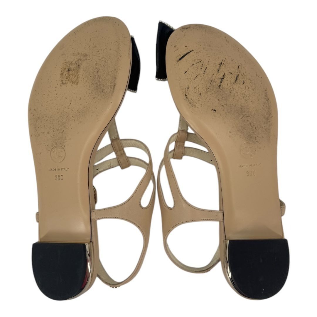 Chanel Chanel CC Logo Bow Pearl Leather Sandals Wide Fit Size US 8 / IT 38 - 8 Thumbnail