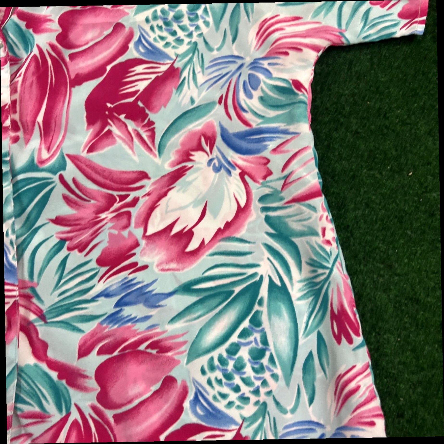 Pinko Glances Los Angeles Top Sz 10 Silky Sheer Pink Blue Floral Shirt Bright Colors Size L / US 10 / IT 46 - 3 Thumbnail