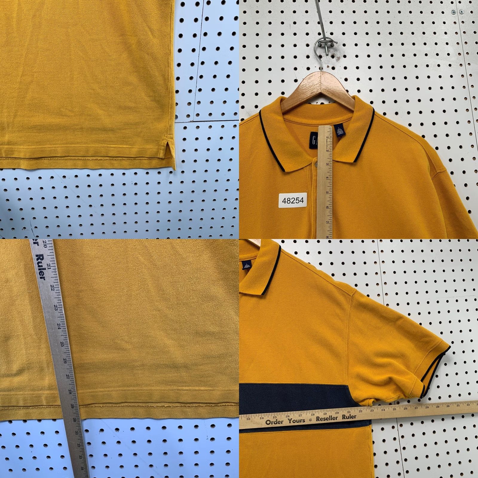 Gap GAP Polo Shirt Mens L Mustard Yellow Striped 90s Vintage Cap Collared Short Sleeve Polo Mens Size US L / EU 52-54 / 3 - 8 Thumbnail