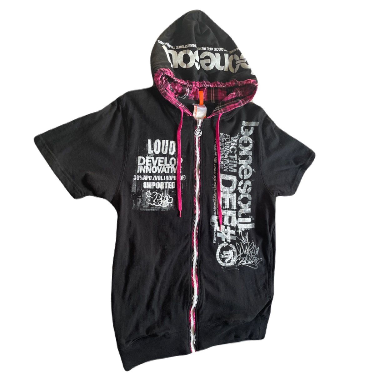 If Six Was Nine 2000s Japanese archive Vkei Poem Zip-Up Short Sleeve Hoodie Size US S / EU 44-46 / 1 - 3 Thumbnail