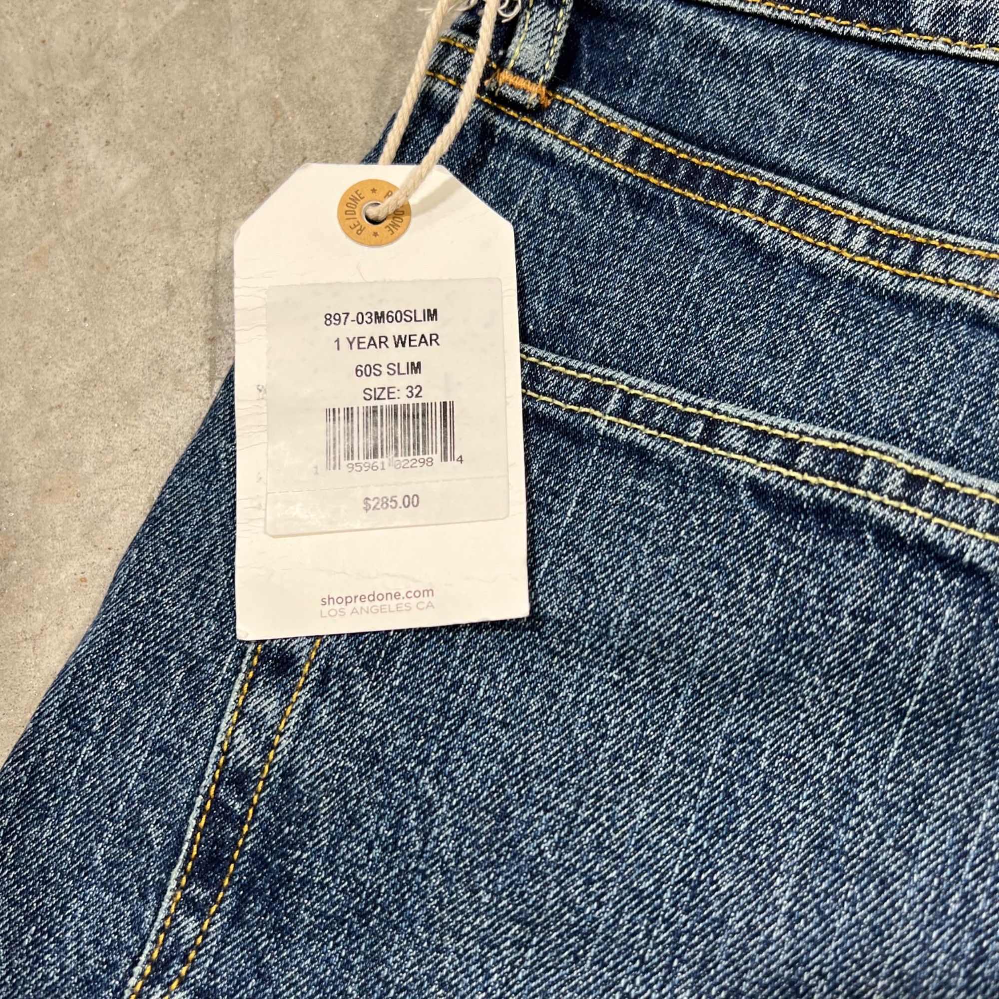 RE/DONE $285 NWT RE/DONE MEN'S 1 YEAR WEAR 60s SLIM JEANS SZ 32 Size US 32 / EU 48 - 7 Thumbnail