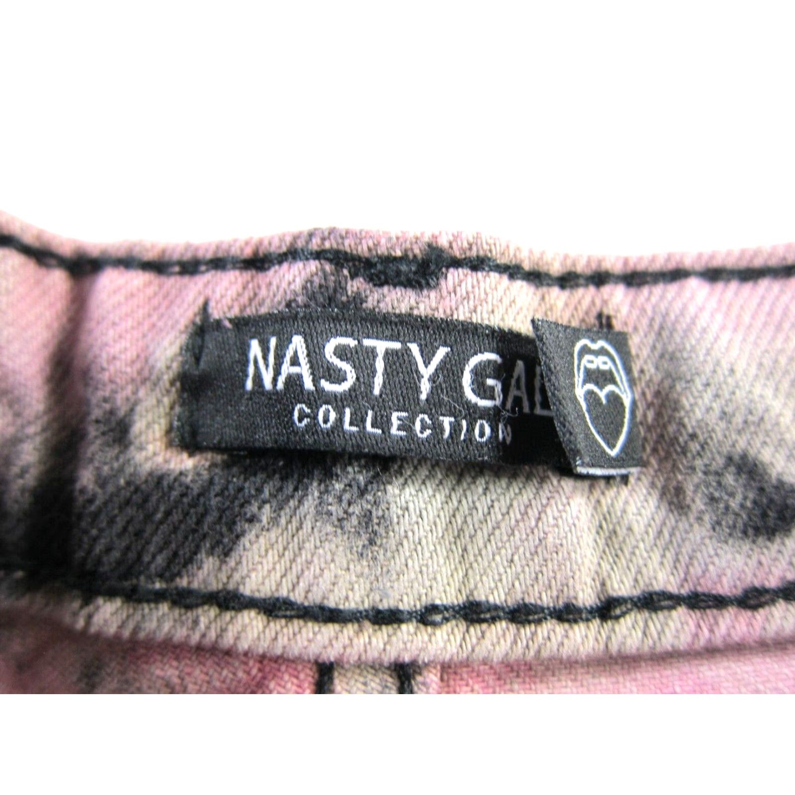 Nasty Gal NWT Nasty Gal 100% Cotton Pink Black Brown Tie Dye Raw Hem Cheeky Jean Short 0 Shirt Women Size 25" / US 0 / IT 36 - 3 Thumbnail