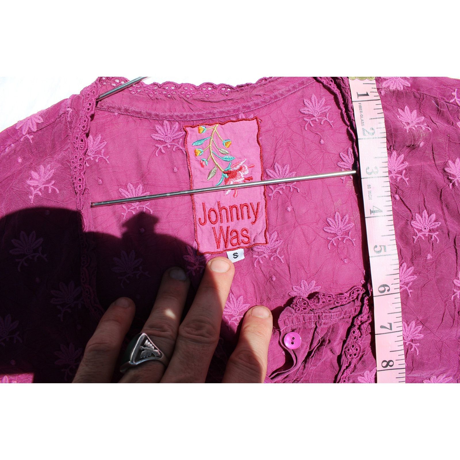 Johnny Was Vintage Johnny Was Small Dress with Tie Length Burgundy Wine Size S / US 4 / IT 40 - 6 Thumbnail