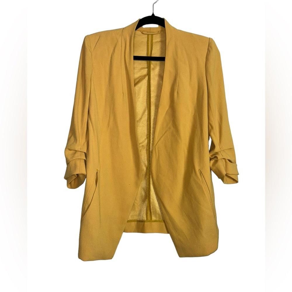 REVOLVE Babaton l Power Hip Mustard Open Front Blazer Size 4 Size S / US 4 / IT 40 - 2 Thumbnail