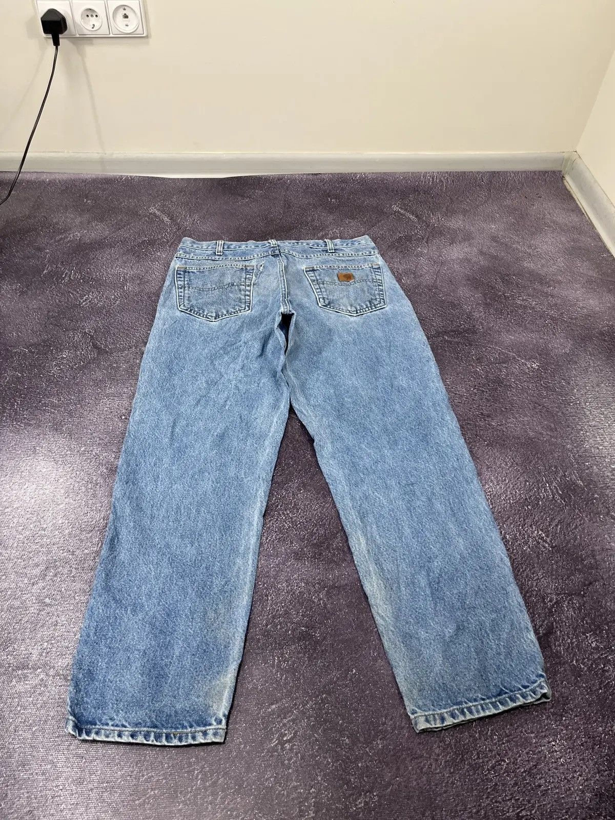 Carhartt × Vintage Vintage Carhartt Faded Light Blue Work Denim Hype Jeans Size US 35 - 3 Thumbnail
