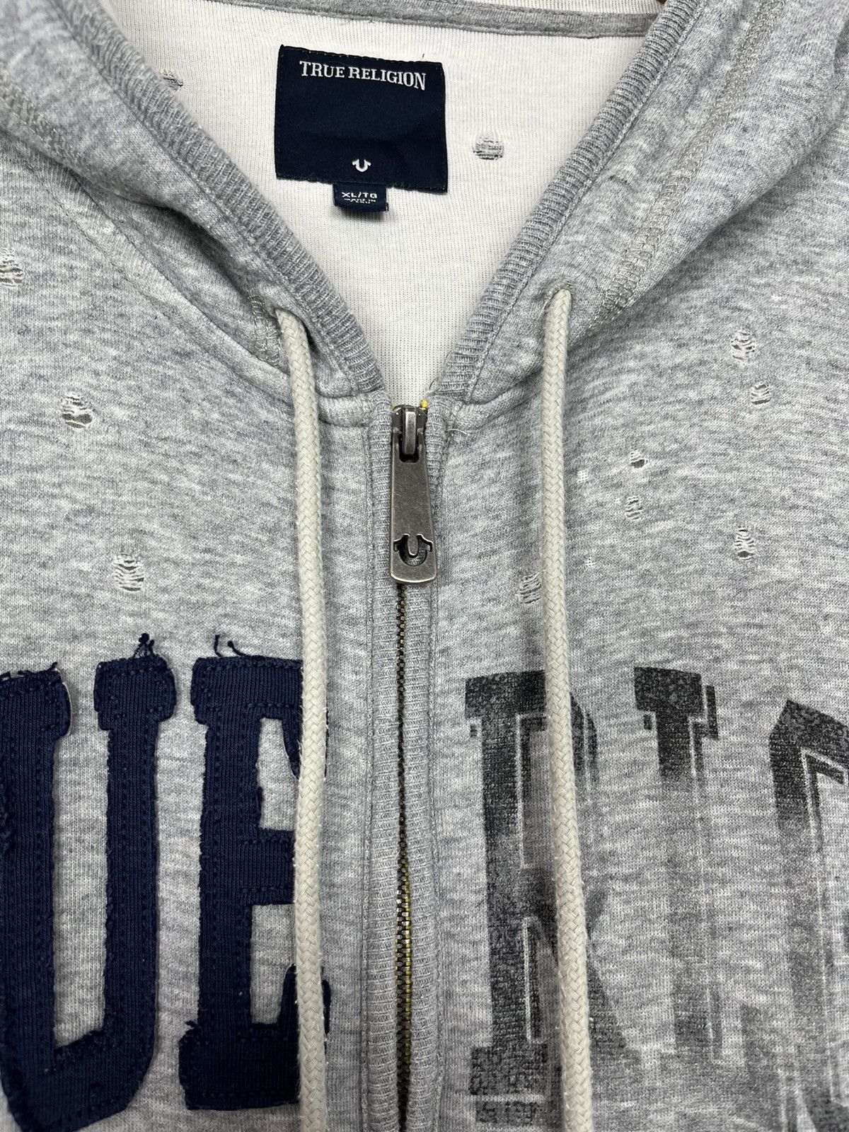 True Religion True Religion Distressed Y2K Holes Full Zip Hoodie Size US XL / EU 56 / 4 - 6 Thumbnail
