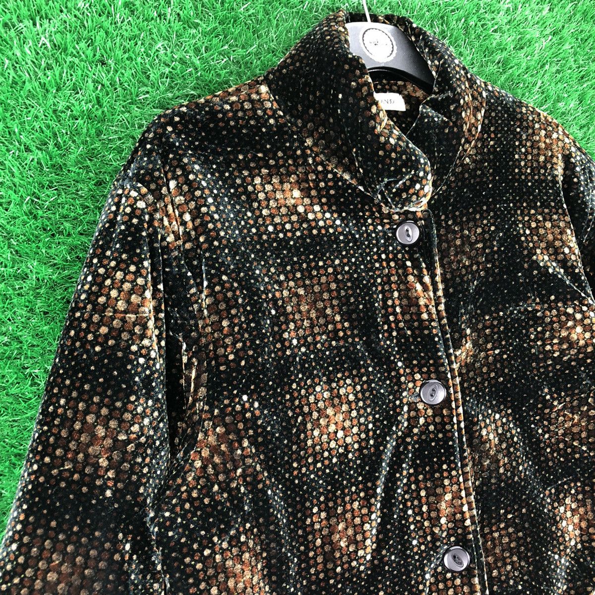 Japanese Brand Vintage 90's Velvet Polka-Dot Jacket by Accellando Size US M / EU 48-50 / 2 - 2 Thumbnail