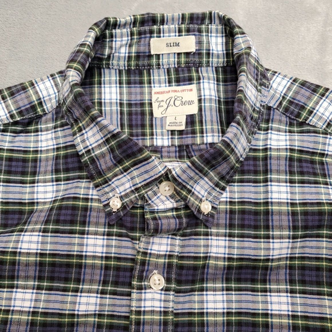 J.Crew J.CREW Shirt Mens L Blue Plaid American Pima Cotton Slim Fit Long Sleeve Button-Up Size US L / EU 52-54 / 3 - 3 Thumbnail
