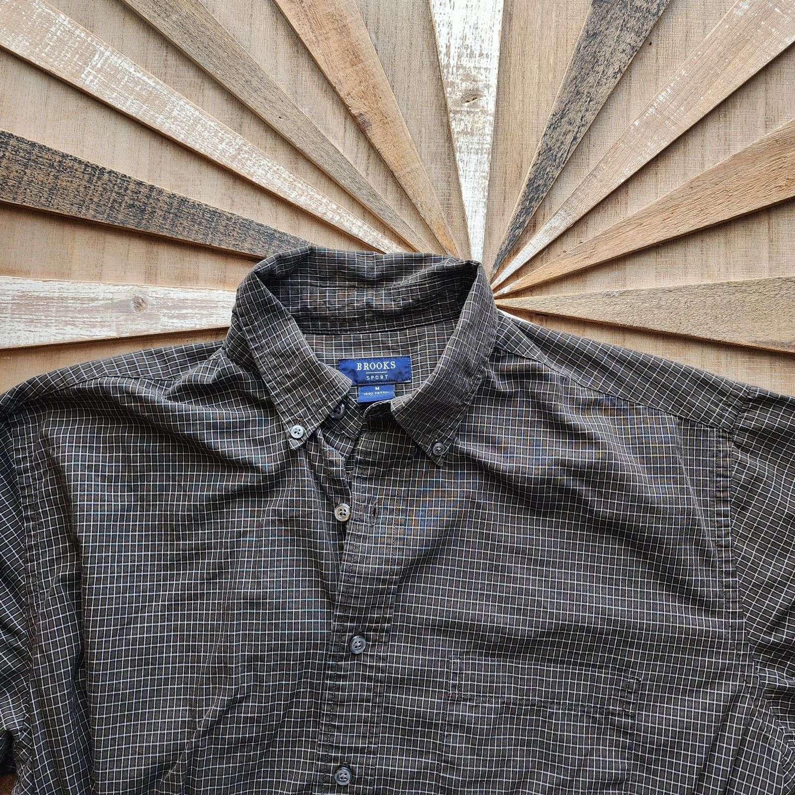 Brooks Brothers Brooks Brothers Sport Men's Medium Green Grid Plaid Shirt Size US M / EU 48-50 / 2 - 1 Thumbnail