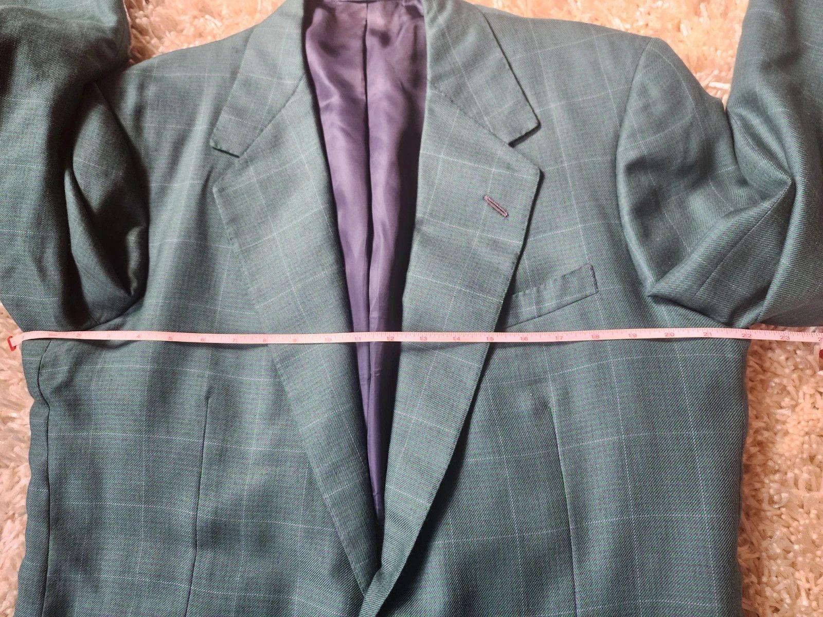 Oxxford Clothes Oxxford Clothes Sportcoat 44R Houndstooth Windowpane Green Size 44R - 2 Thumbnail