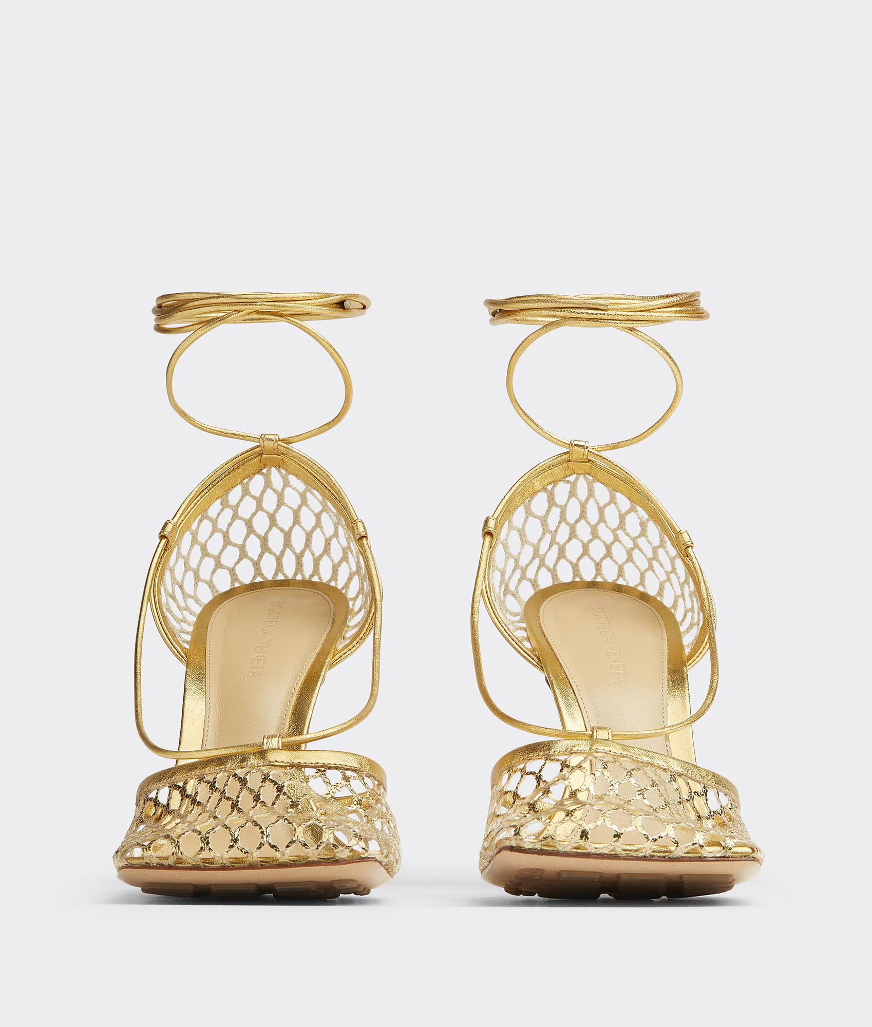 Bottega Veneta o1mle0325 Stretch Lace-Up Sandals in Gold Size US 6 / IT 36 - 2 Thumbnail