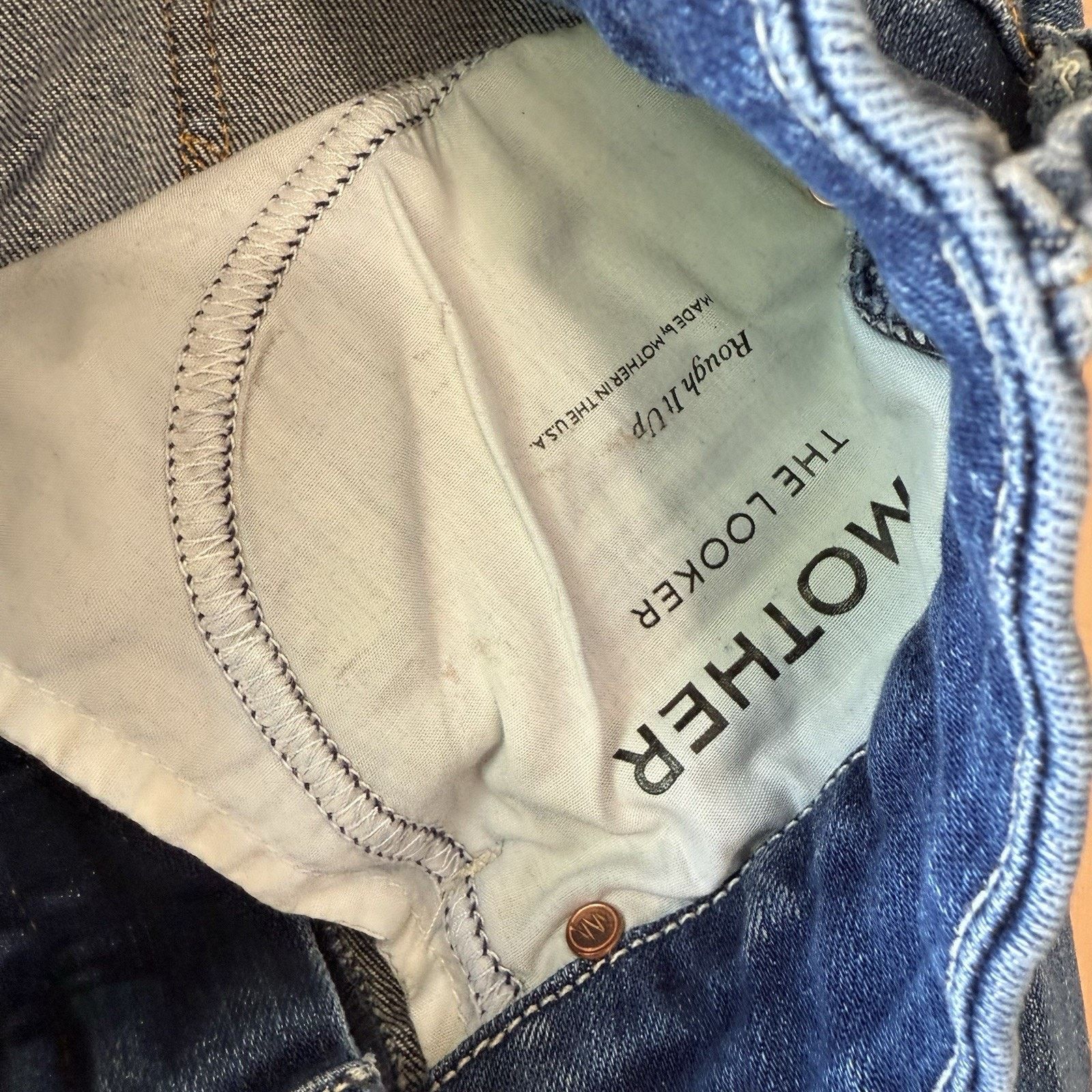 MOTHER Mother The Looker Jeans Women's 26 Blue Low Rise Glam Size 26" / US 2 / IT 38 - 6 Thumbnail