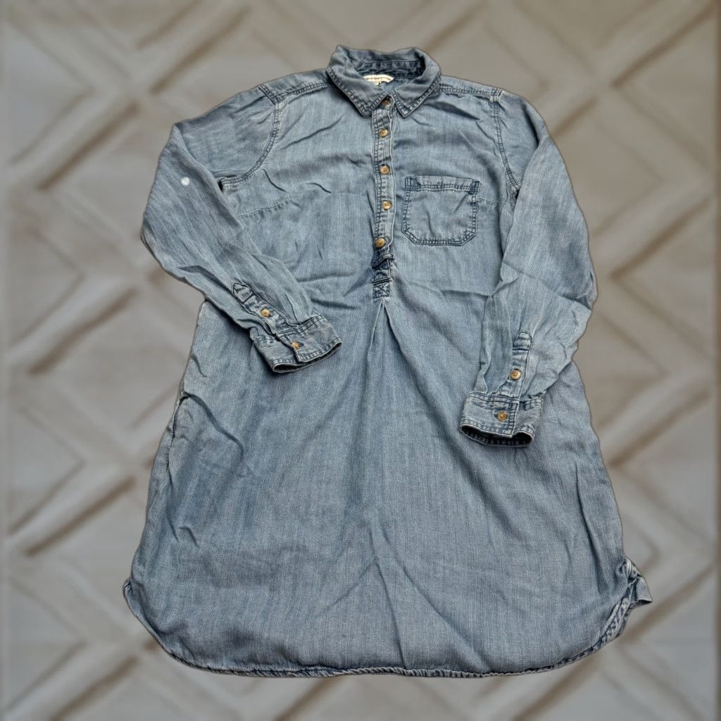American Eagle Outfitters American Eagle Outfitters Shirt Dress Womens S Blue Chambray Midi Long Sleeve Casual Size S / US 4 / IT 40 - 1 Thumbnail
